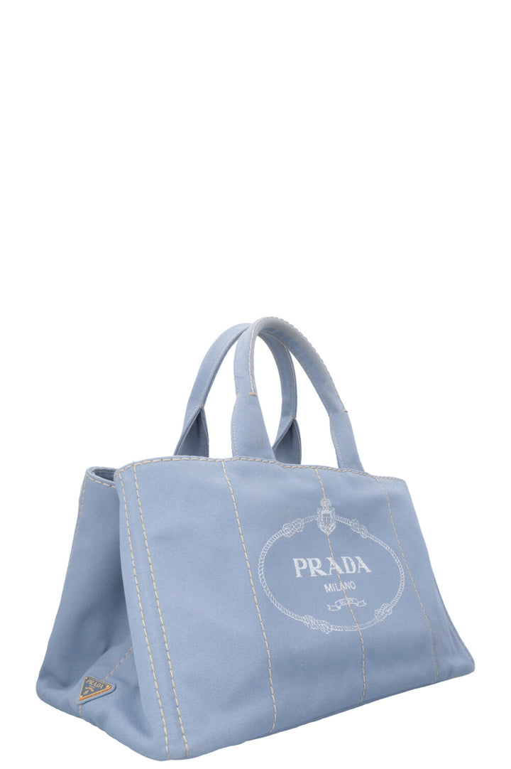 PRADA Canapa Tote Bag Toile Bleu Clair