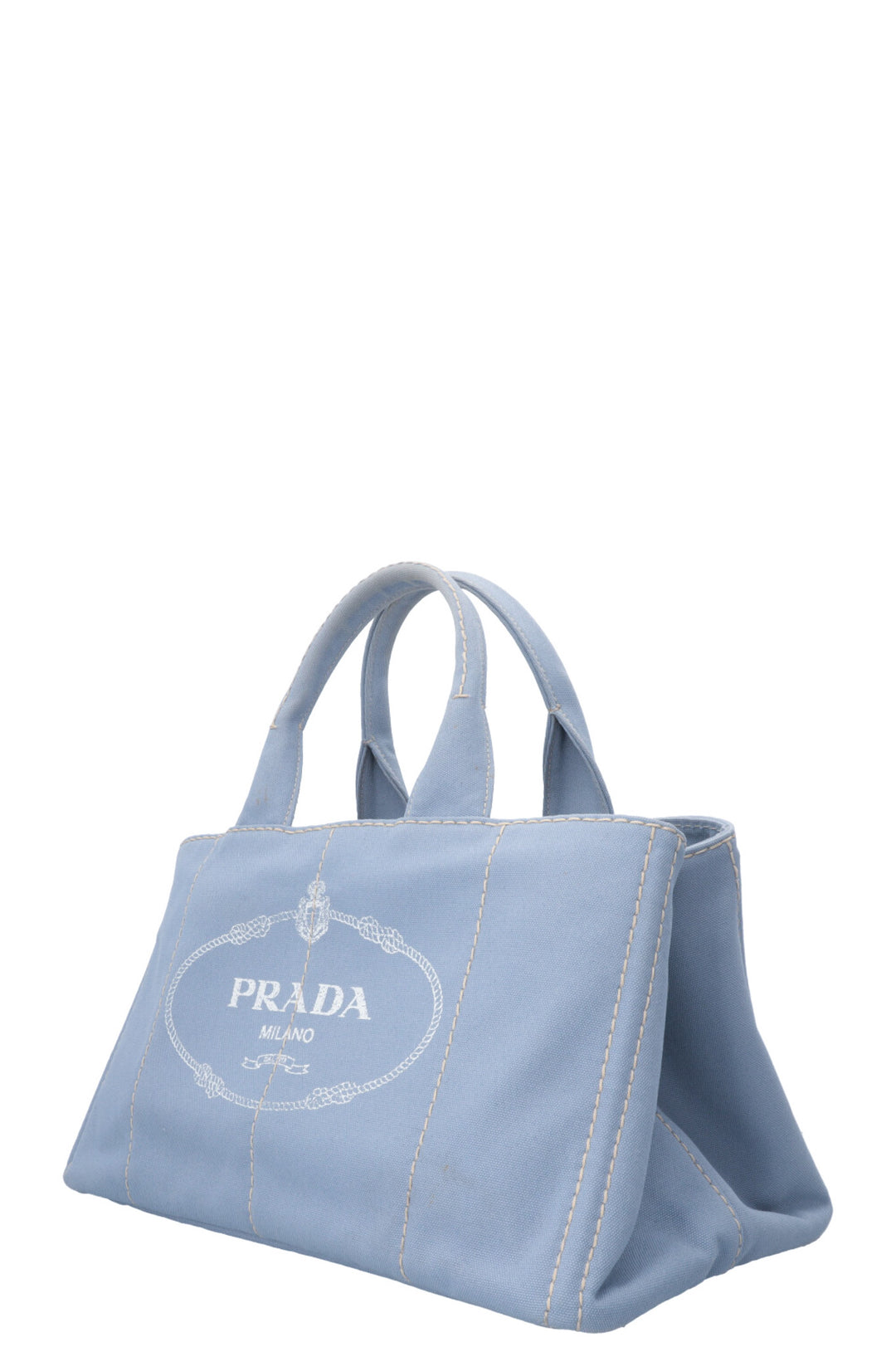 PRADA Canapa Tote Bag Toile Bleu Clair