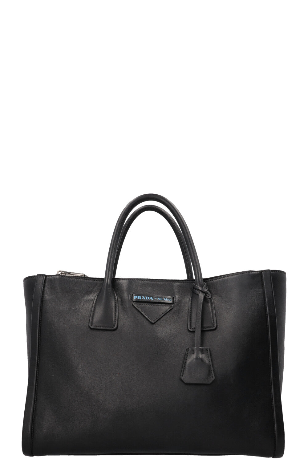 PRADA Concept Double Zip Tote Bag Leather Black