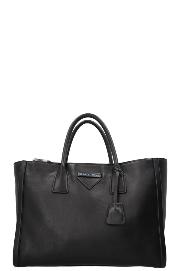 PRADA Concept Double Zip Tote Bag Leather Black