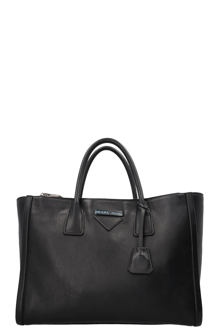 PRADA Concept Double Zip Tote Bag Leather Black