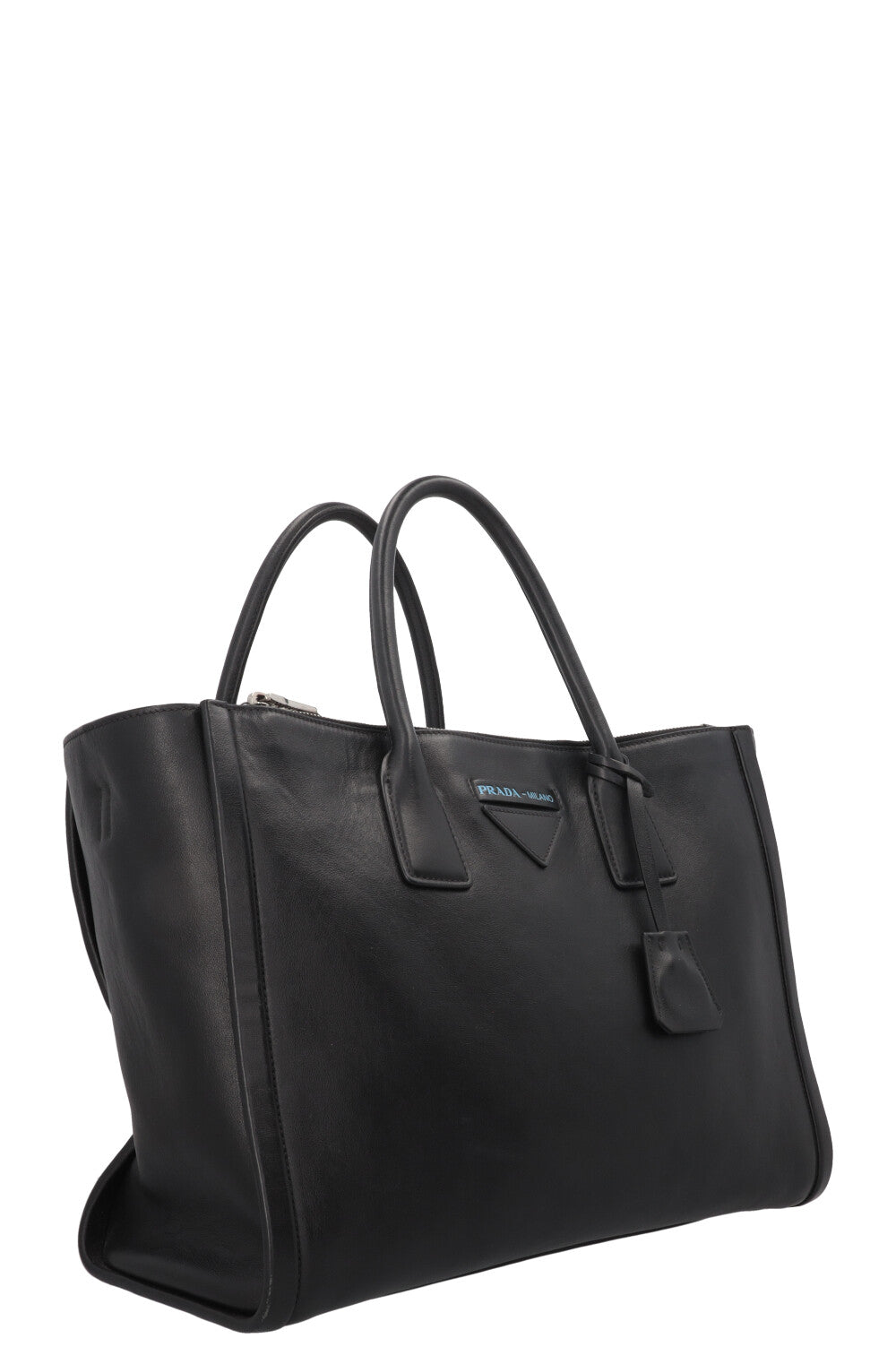 PRADA Concept Double Zip Tote Bag Leather Black