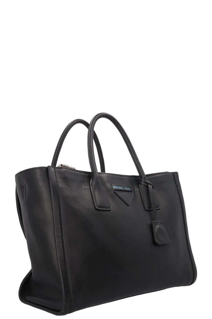 PRADA Concept Double Zip Tote Bag Leather Black