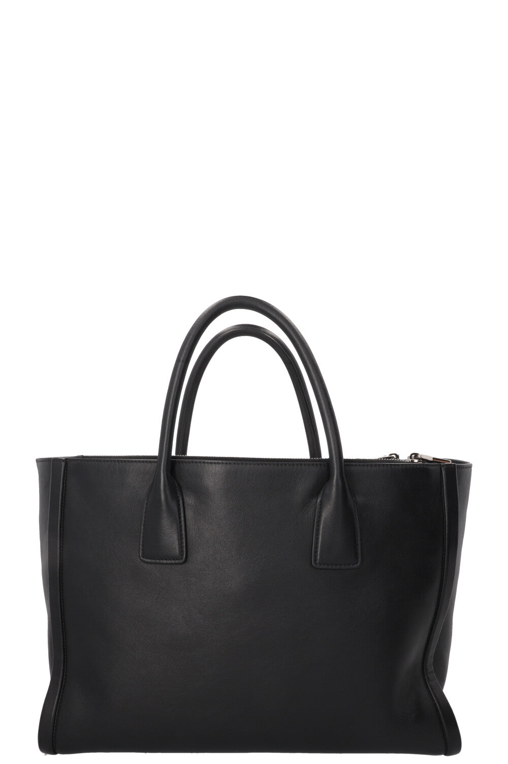 PRADA Concept Double Zip Tote Bag Leather Black
