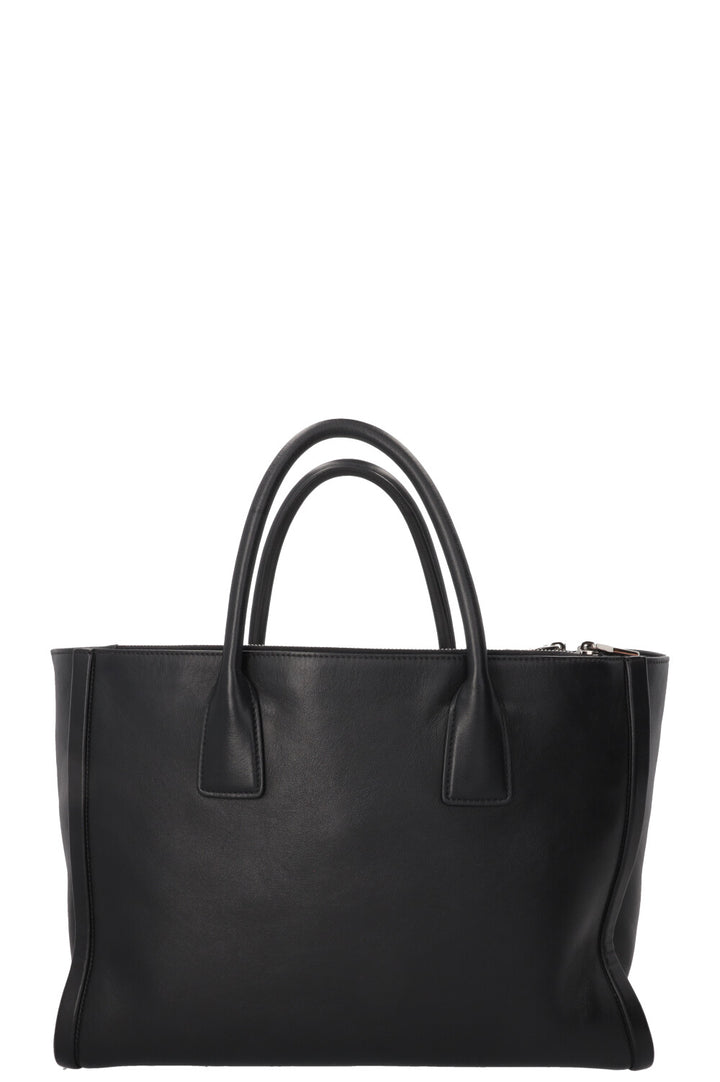 PRADA Concept Double Zip Tote Bag Leather Black