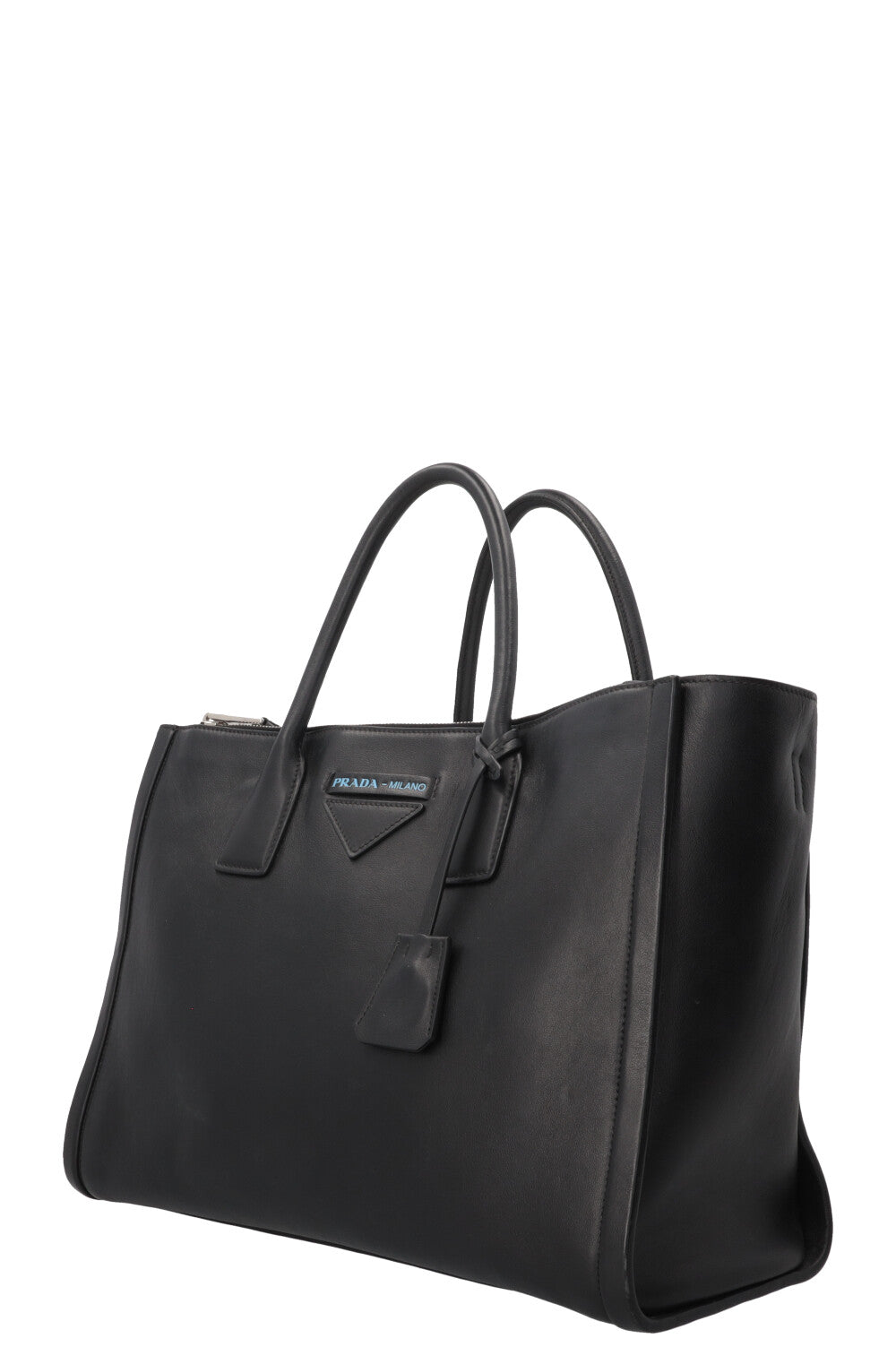 PRADA Concept Double Zip Tote Bag Leather Black