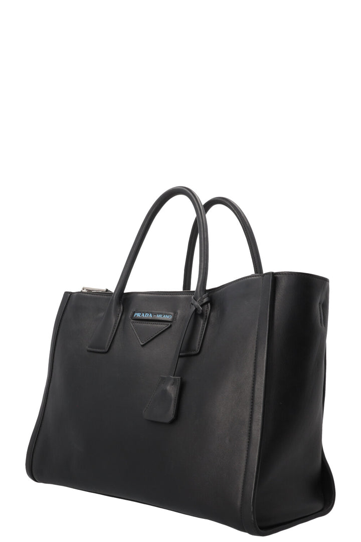 PRADA Concept Double Zip Tote Bag Leather Black