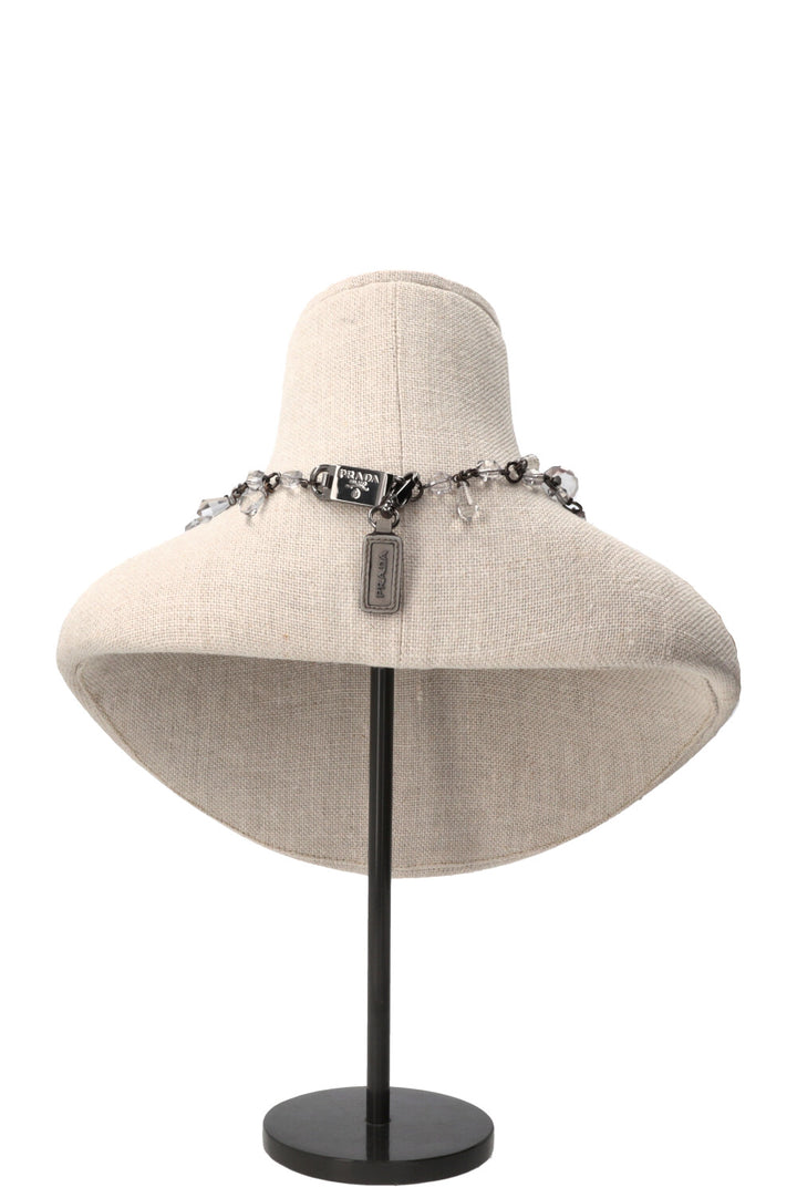 PRADA Crystal Necklace Crystals Silver