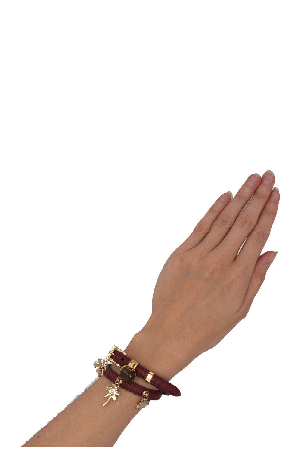 PRADA Double Tour Charm Bracelet Burgundy