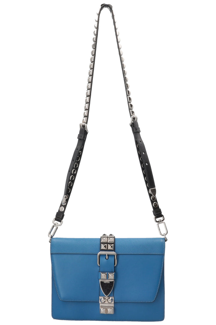 PRADA Electra Studs Bag Leather Blue