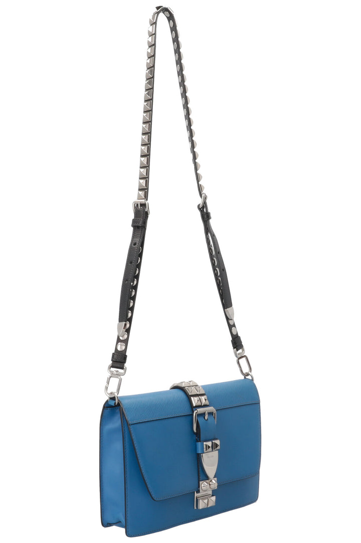 PRADA Electra Studs Bag Leather Blue