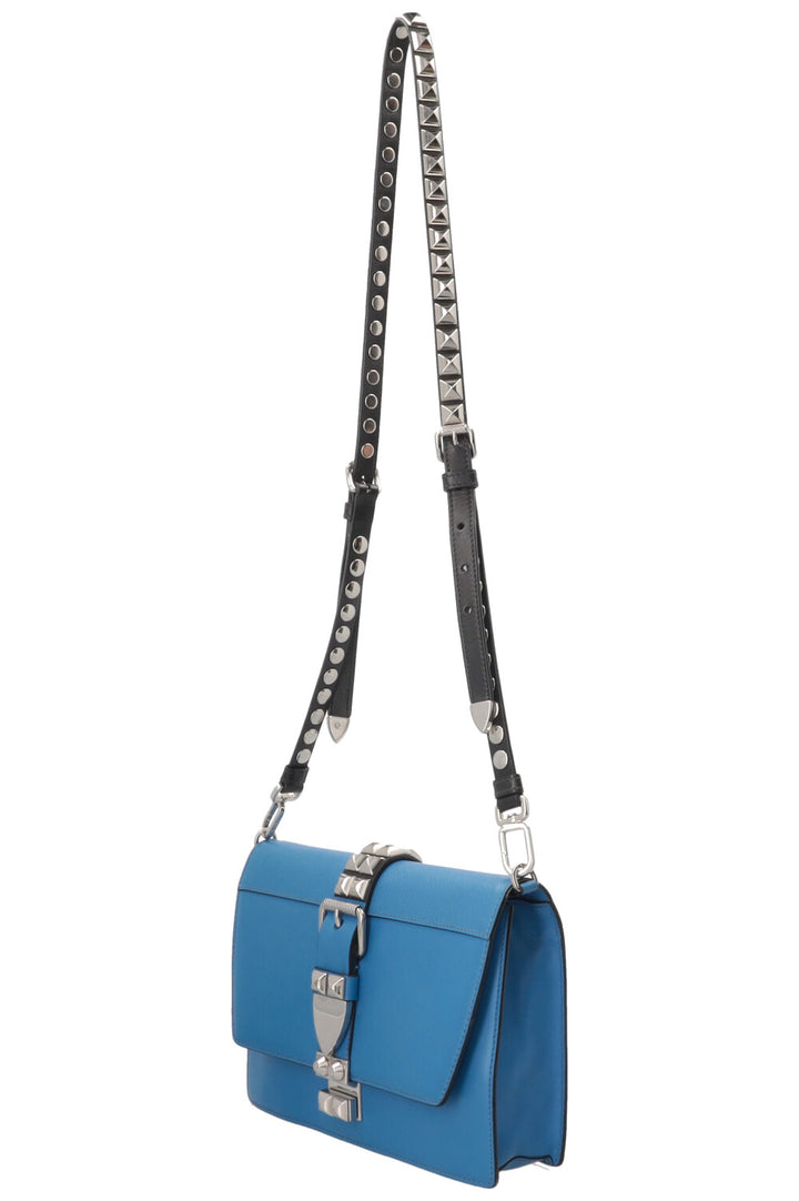 PRADA Electra Studs Bag Leather Blue