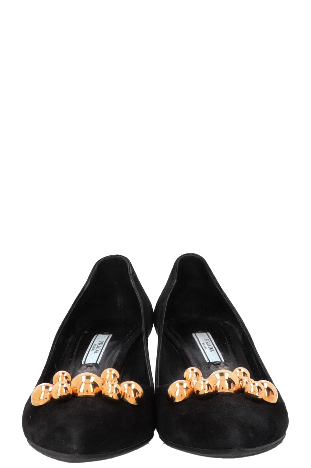 PRADA Embellished Kitten Heels Suede Black