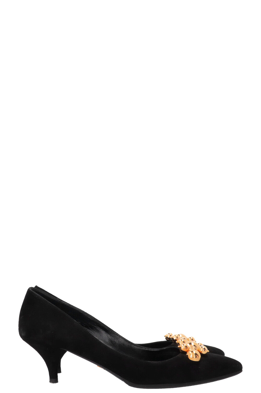 PRADA Embellished Kitten Heels Suede Black