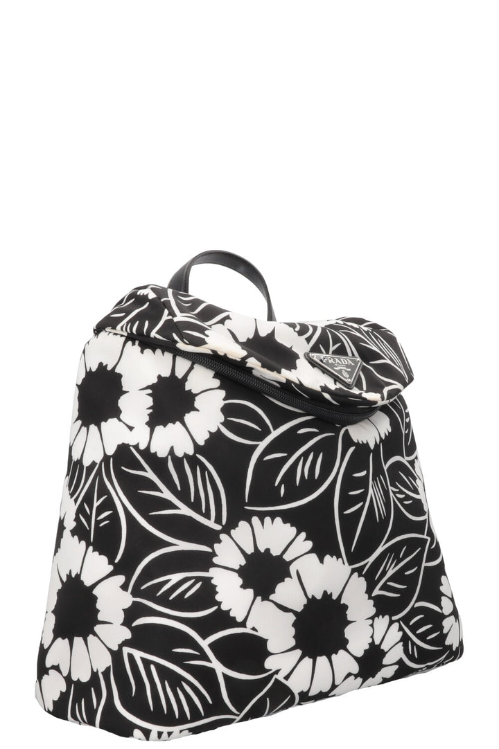 Sac à dos PRADA à imprimé floral en nylon noir