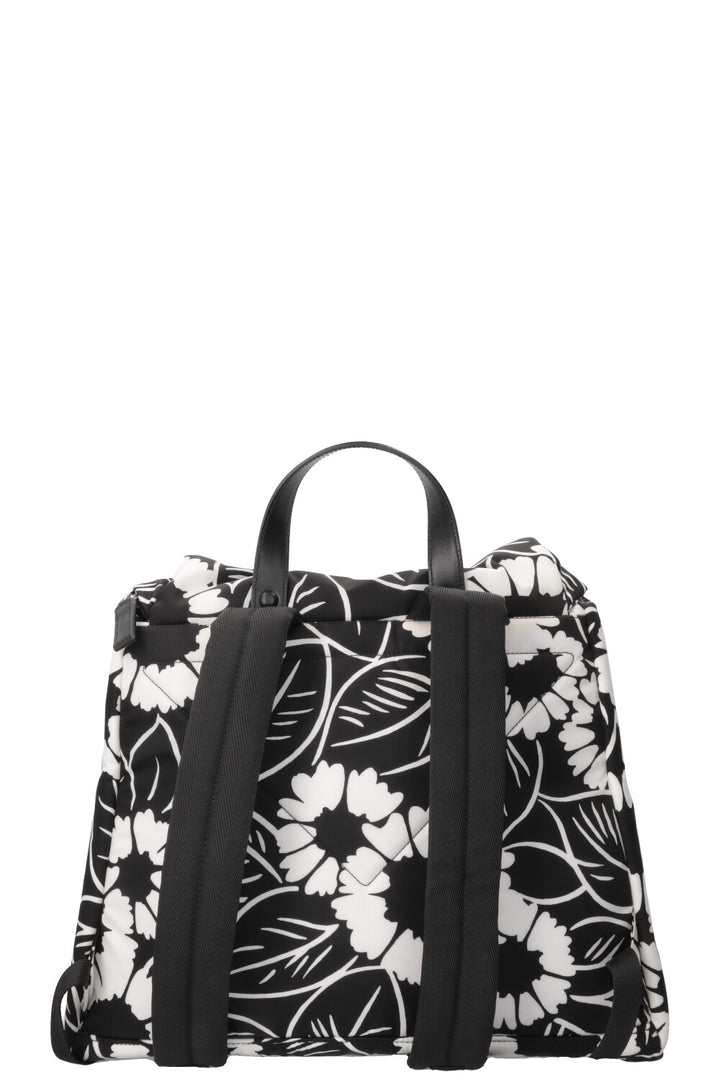 Sac à dos PRADA à imprimé floral en nylon noir
