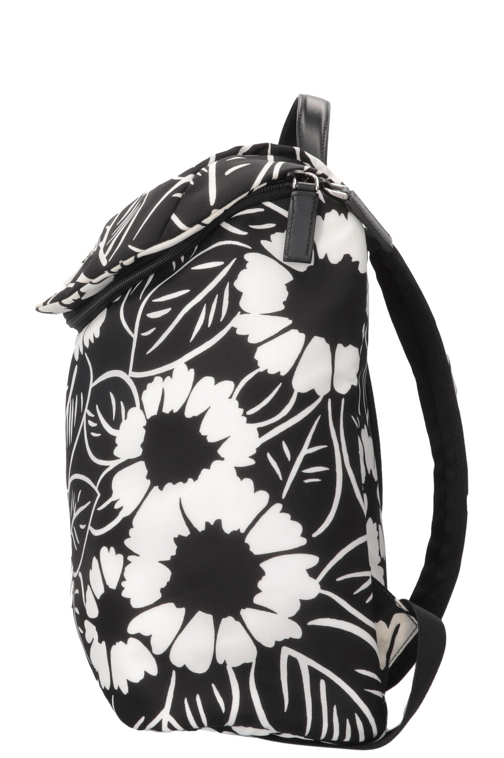 Sac à dos PRADA à imprimé floral en nylon noir