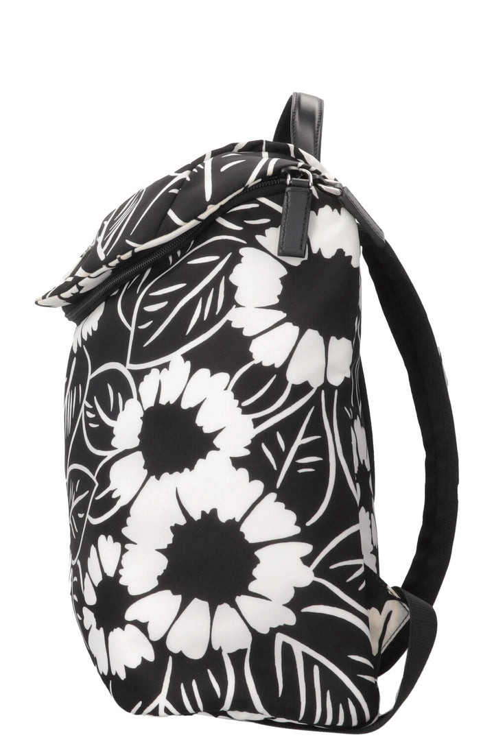 Sac à dos PRADA à imprimé floral en nylon noir