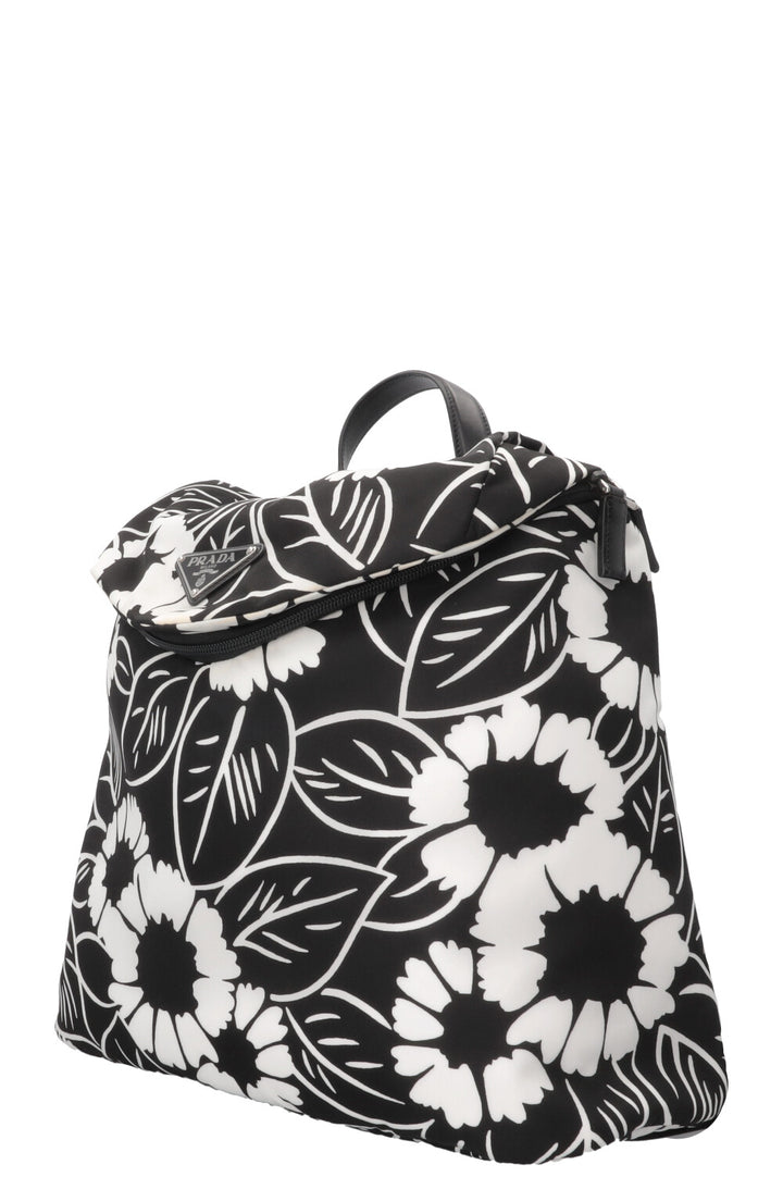 Sac à dos PRADA à imprimé floral en nylon noir
