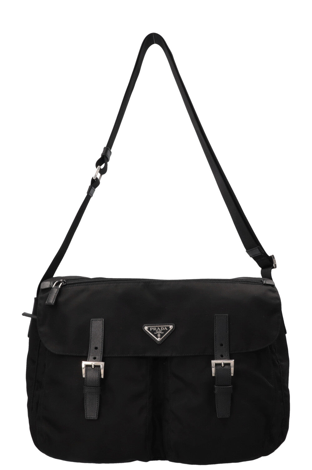 Sac bandoulière PRADA à poche avant en Re-Nylon noir