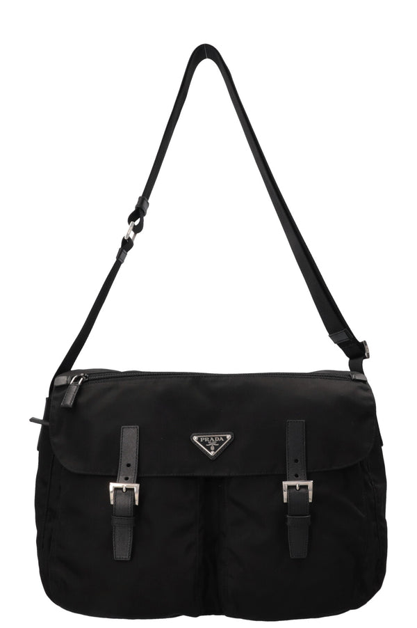 Sac bandoulière PRADA à poche avant en Re-Nylon noir