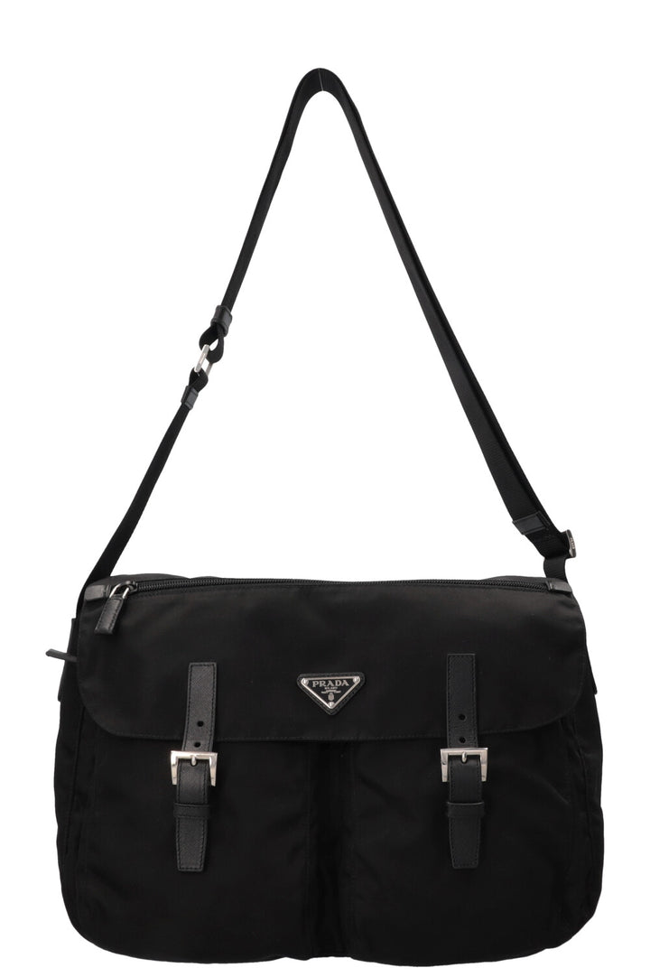 Sac bandoulière PRADA à poche avant en Re-Nylon noir