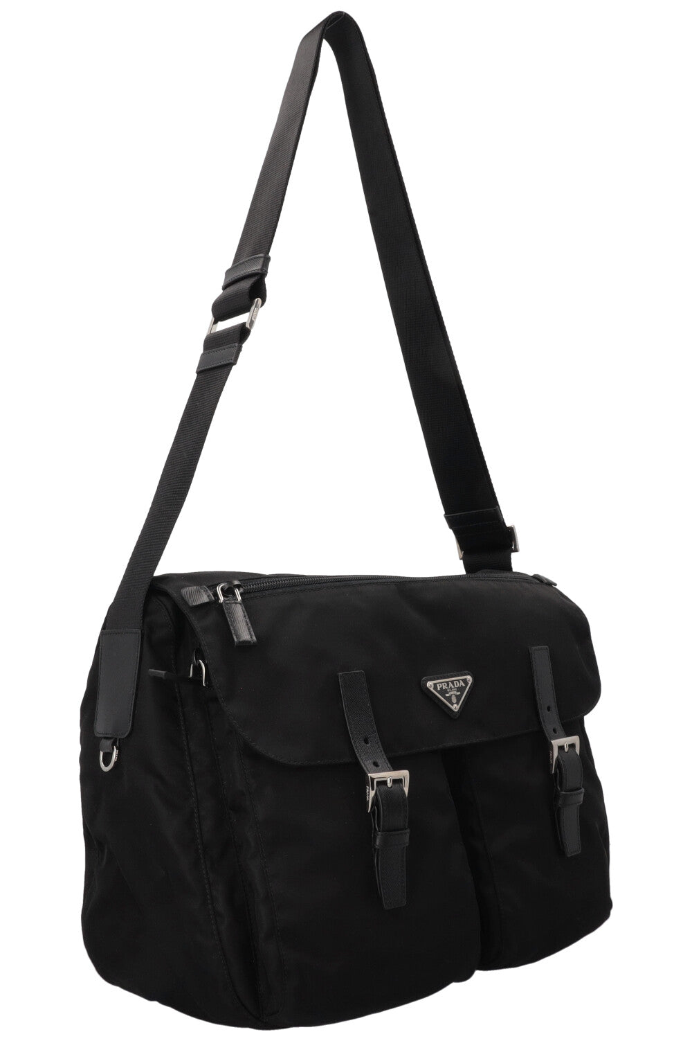 Sac bandoulière PRADA à poche avant en Re-Nylon noir