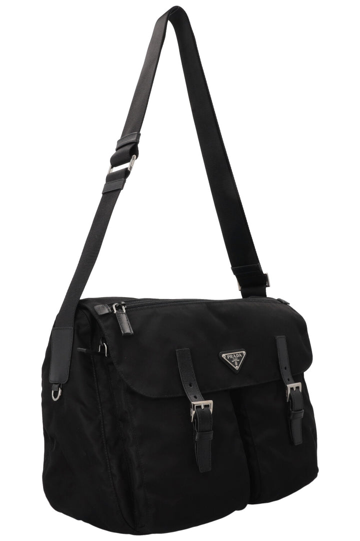 Sac bandoulière PRADA à poche avant en Re-Nylon noir