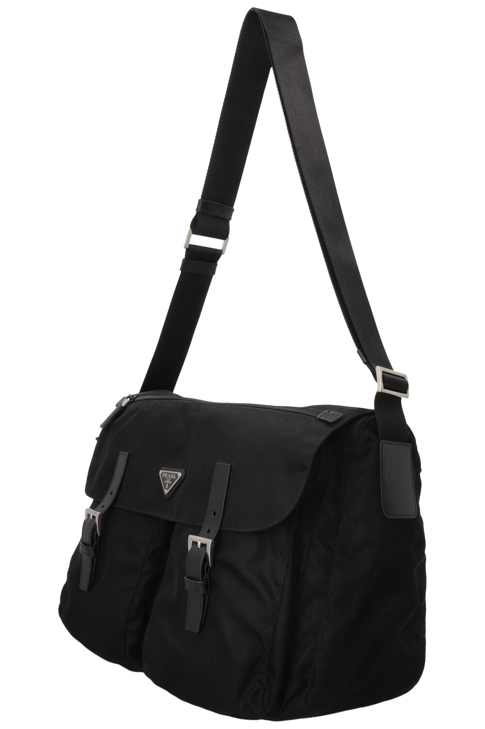Sac bandoulière PRADA à poche avant en Re-Nylon noir