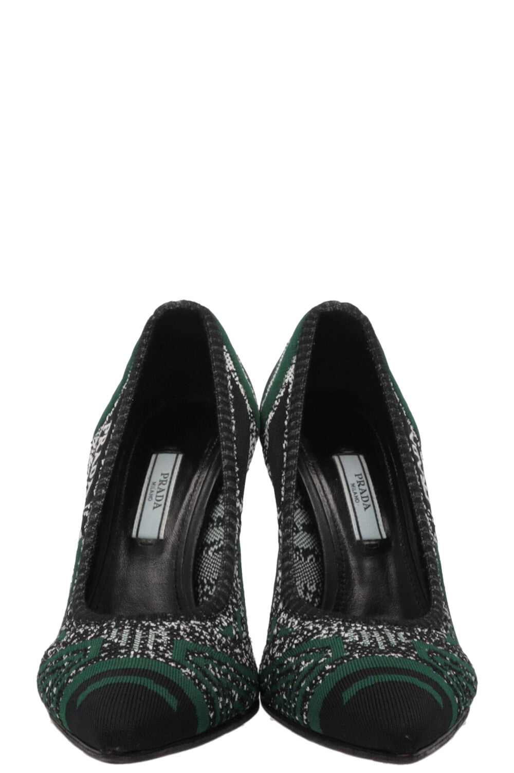 PRADA Escarpins Tricot Noir Vert
