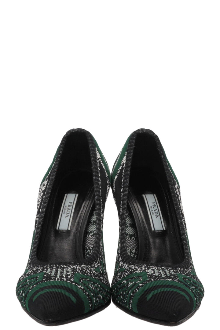 PRADA Escarpins Tricot Noir Vert