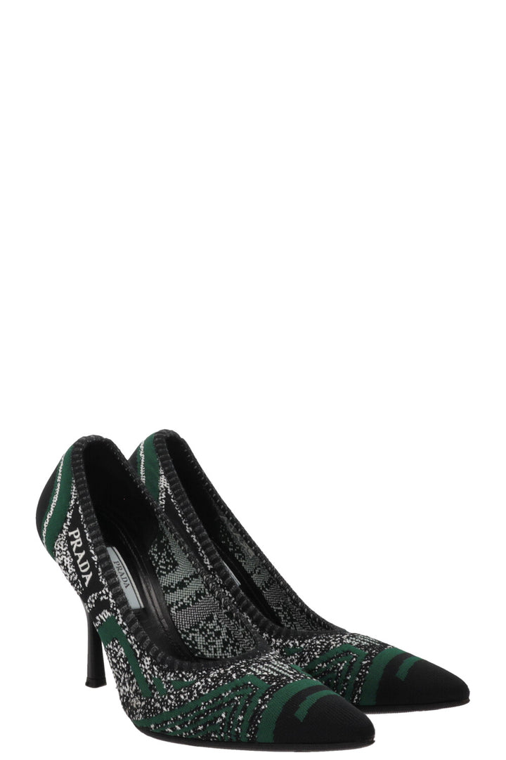 PRADA Escarpins Tricot Noir Vert