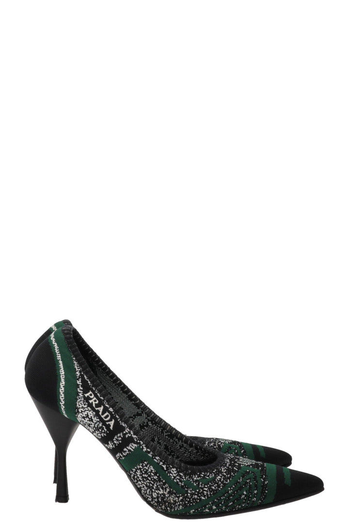 PRADA Escarpins Tricot Noir Vert