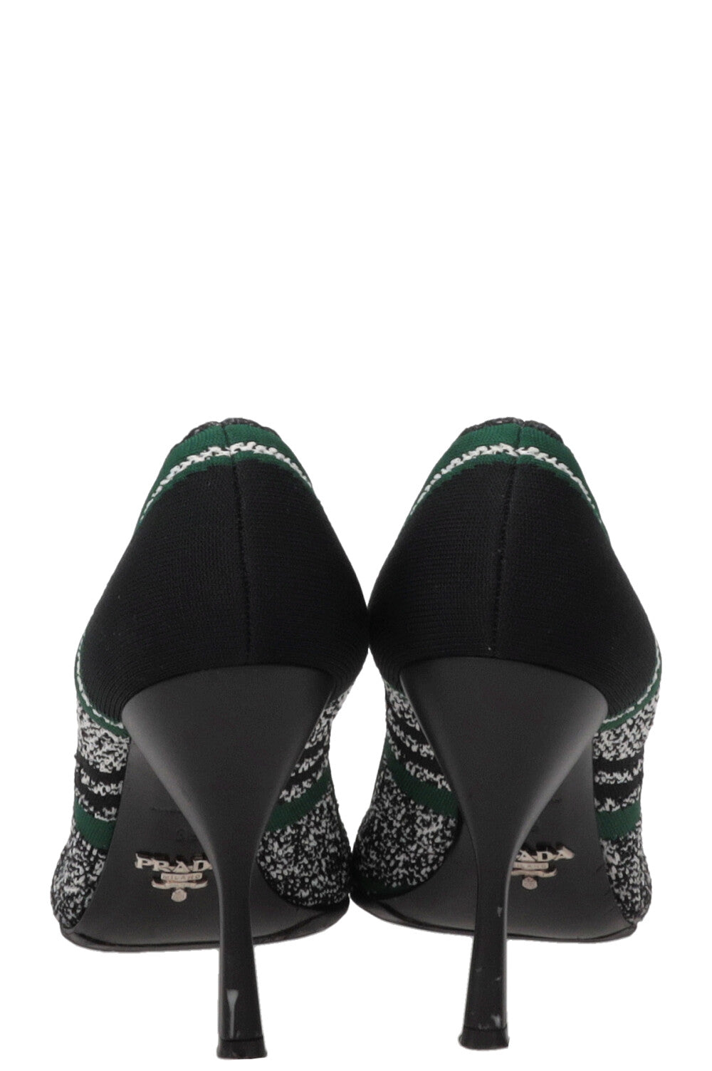 PRADA Escarpins Tricot Noir Vert