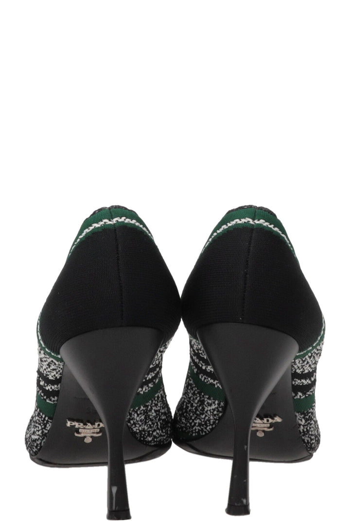PRADA Escarpins Tricot Noir Vert