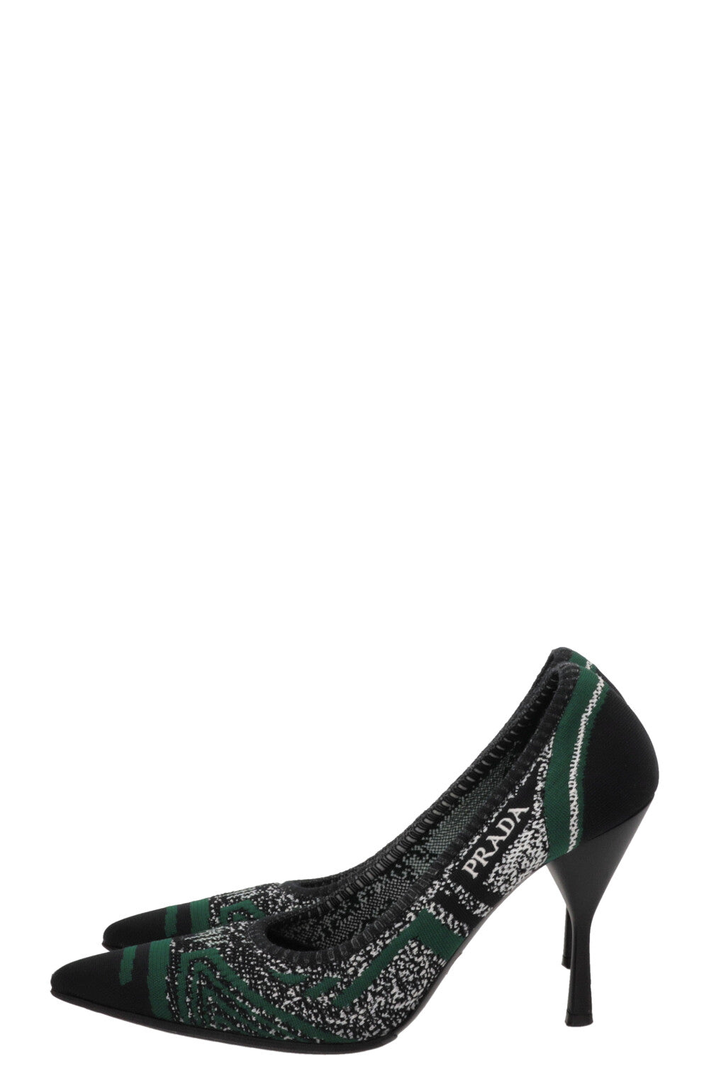 PRADA Escarpins Tricot Noir Vert