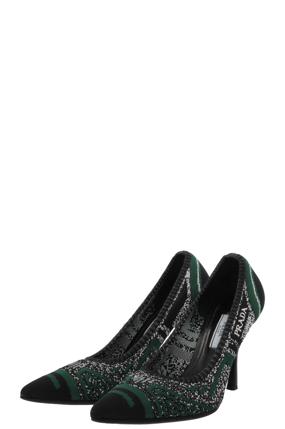 PRADA Escarpins Tricot Noir Vert