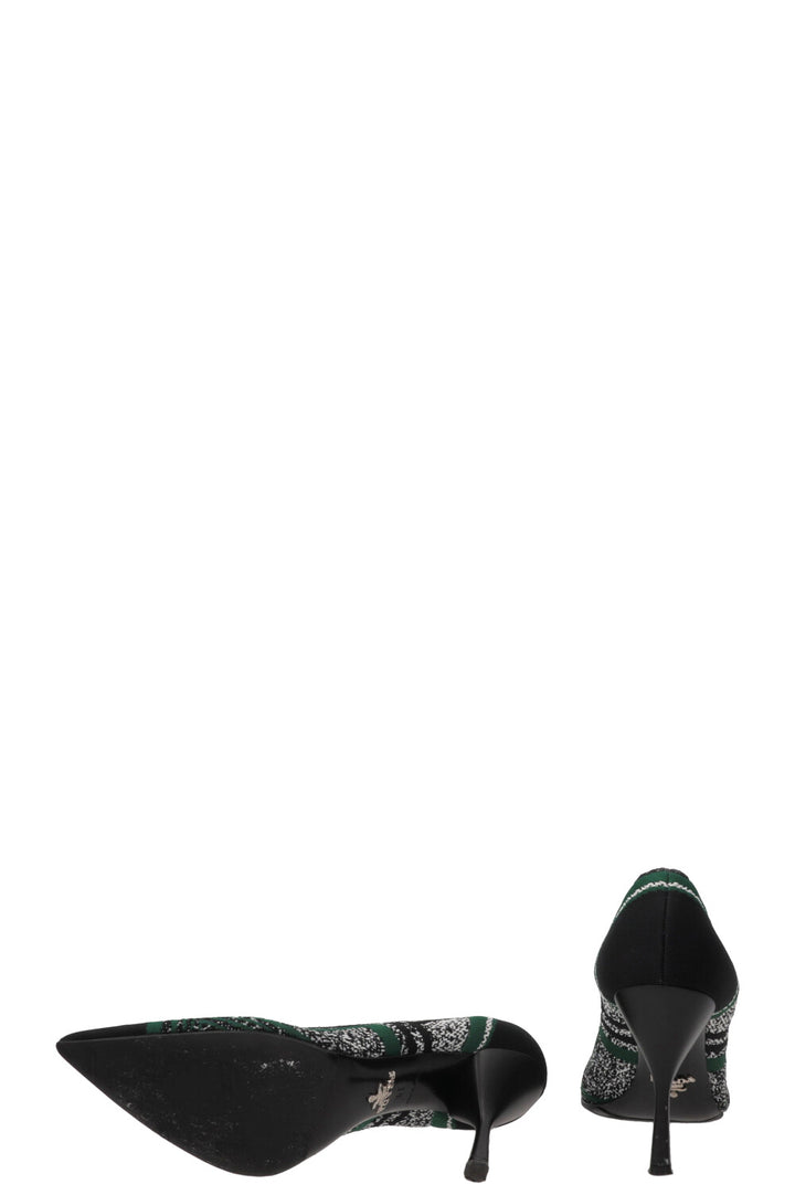 PRADA Escarpins Tricot Noir Vert