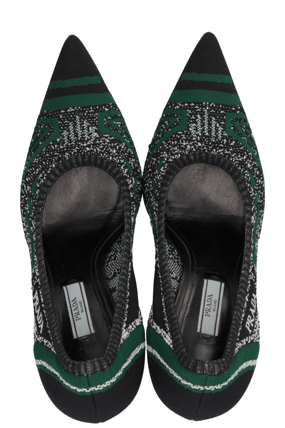 PRADA Escarpins Tricot Noir Vert
