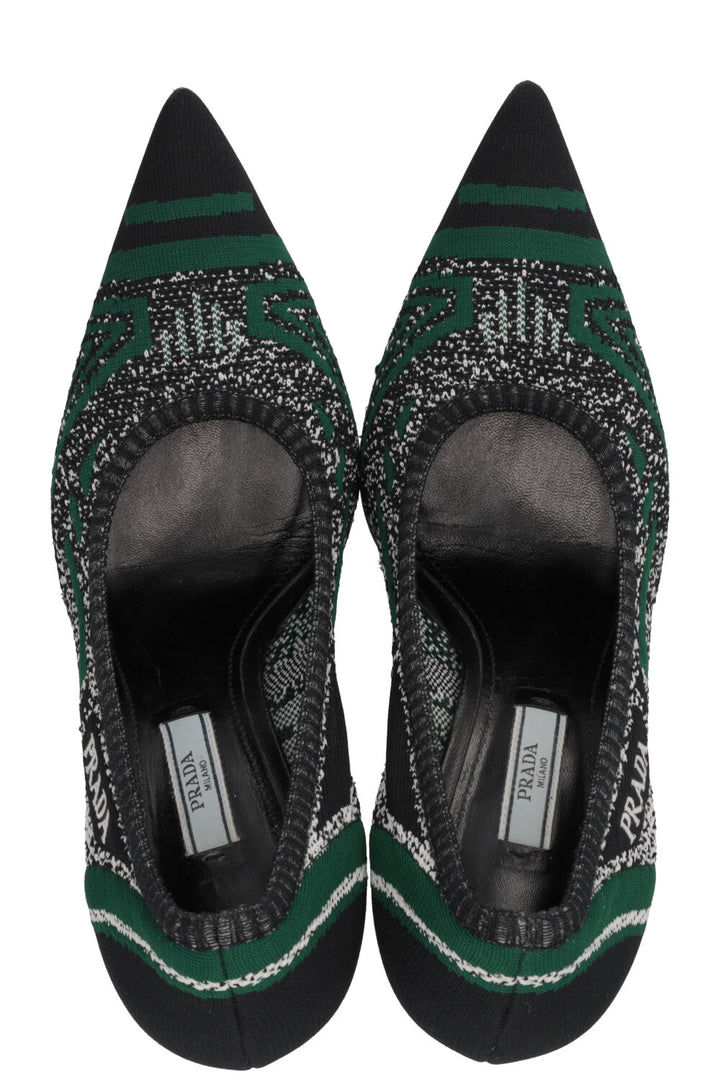 PRADA Escarpins Tricot Noir Vert