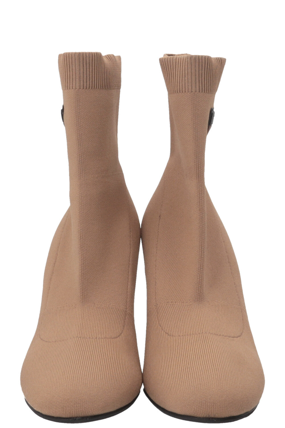 PRADA Knit Sock Ankle Boots Canvas Camel