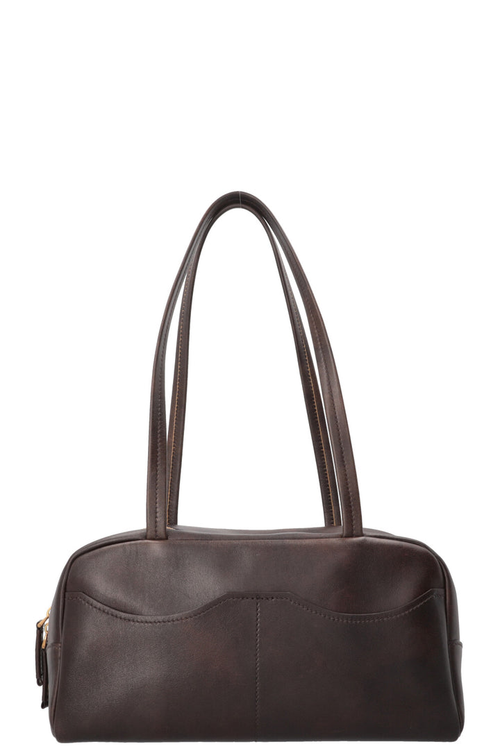 PRADA Large Antique Leather Top Handle Carryall Brown