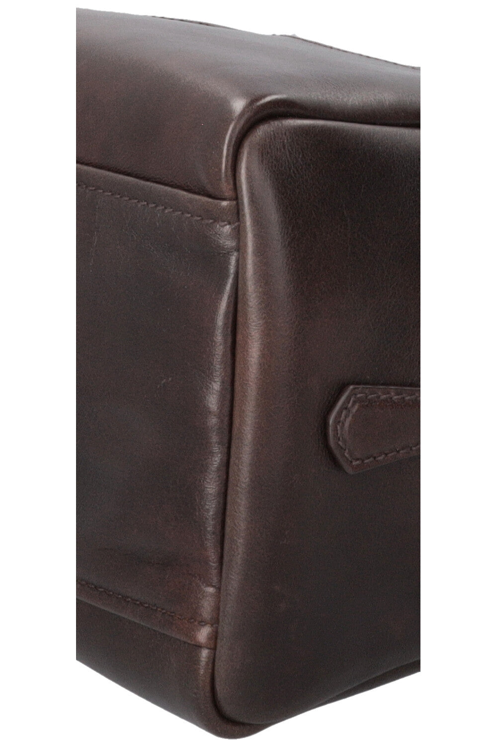 PRADA Large Antique Leather Top Handle Carryall Brown