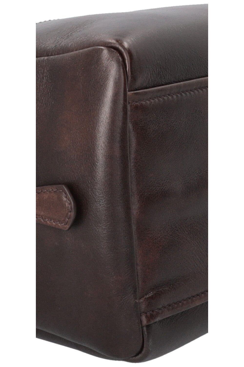 PRADA Large Antique Leather Top Handle Carryall Brown