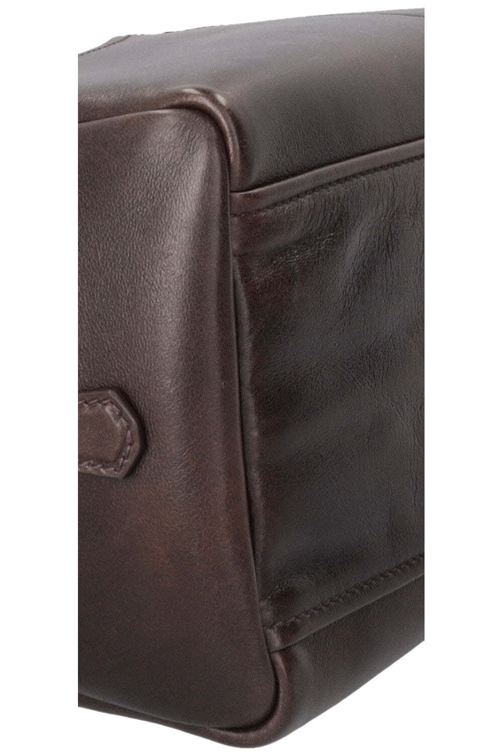 PRADA Large Antique Leather Top Handle Carryall Brown