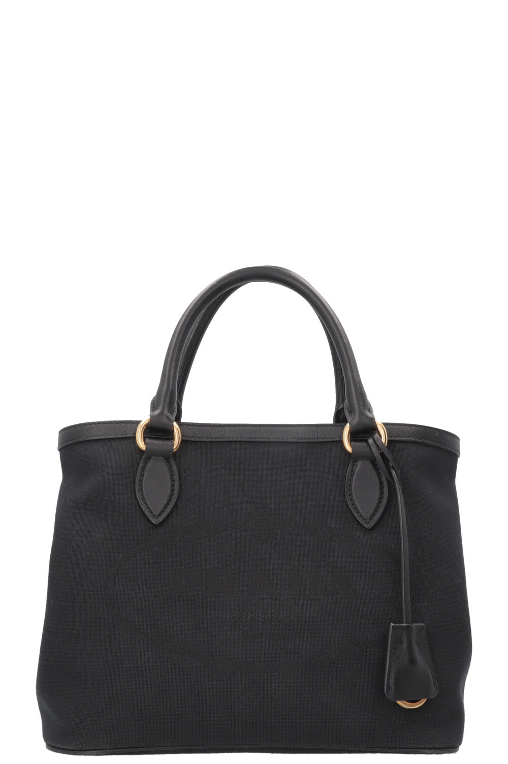 PRADA Logo Tote Bag Canvas Black