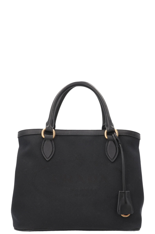 PRADA Logo Tote Bag Canvas Black