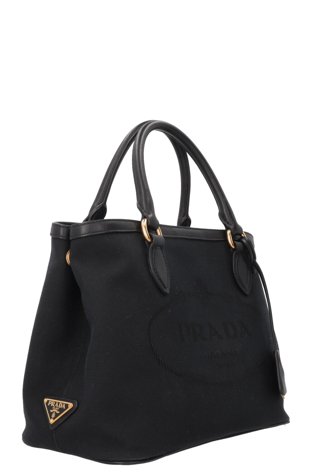 PRADA Logo Tote Bag Canvas Black