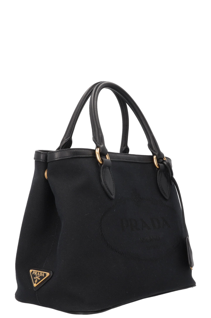 PRADA Logo Tote Bag Canvas Black