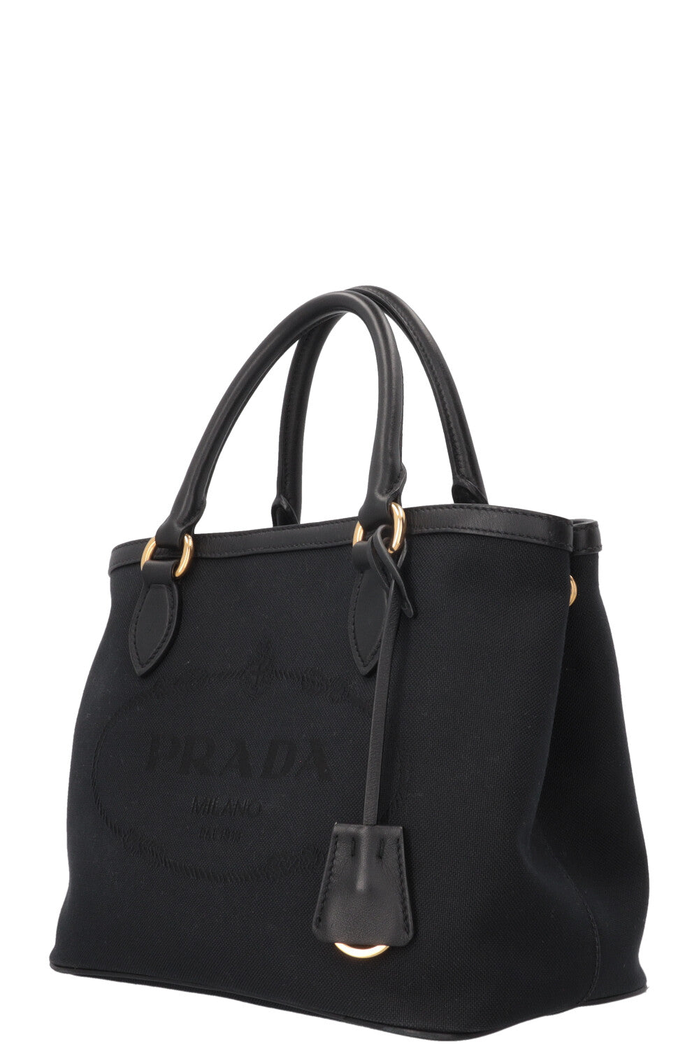 PRADA Logo Tote Bag Canvas Black